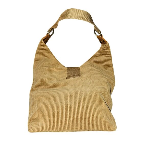 Vintage Y2k Gap Corduroy Hobo Shoulder Bag With Geometric Lining Clip Closure - Picture 14 of 16